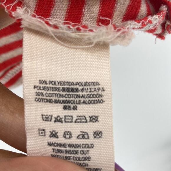 We The Free red striped tan peplum boxy shirt bohemian Gypsy hippie casual - Picture 6 of 7